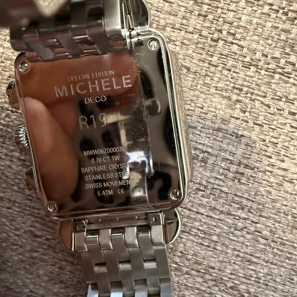 Michele Silver Chronograph Watch with Diamond Accents - Picture 6 of 12